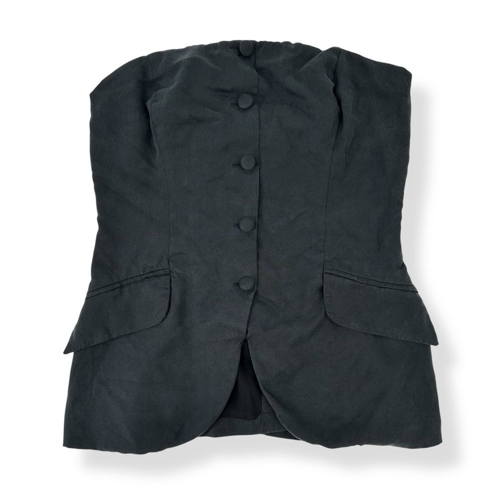 Reformation Tonya Top - Black Strapless Blazer Style Blouse Shirt Top sz 6 - Picture 5 of 13